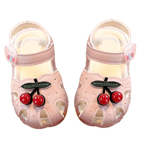 Beaupretty Atmungsaktive Sandalen mit Weicher Sohle Sommer Schuhe für Mädchen Rutschfest Langlebig mit Niedlichem Kirschmuster US in Rosa von Beaupretty