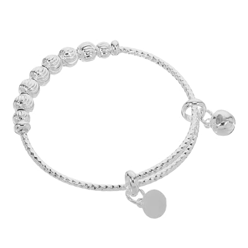 Beaupretty Babyarmband Verstellbar mit Glocken und Herz Anhänger Silberfarbener Babyschmuck für Jungen und Mädchen Bequemes Junge Mädchen Armband für Taufe Geburtstag Babyparty von Beaupretty