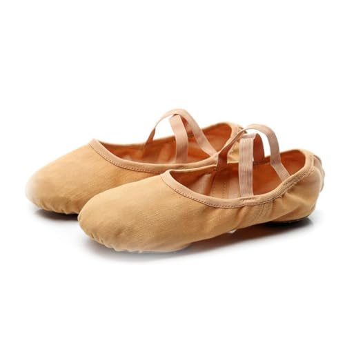 Beaupretty Ballettschuhe Damen Elastische Tanzschläppchen rutschfeste Vollgummisohle Professionelle Ballet Practice Schuhe Camel für Yoga Modern Dance Ballroom Jazz von Beaupretty