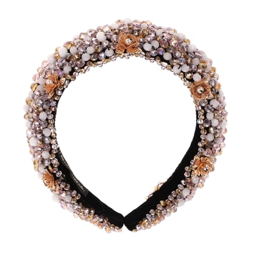 Beaupretty Barock Gepolsterter Strass Haarreif Elastisch mit Hochwertigen Stoff Modischer Haarschmuck mit Funkelnden Kristallen Flexibler Haarreifen für Damen Alltag und Festliche Anlässe von Beaupretty
