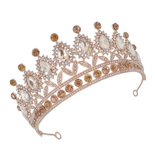 Beaupretty Barock Hochzeit Krone Tiara mit Funkelnden Strasssteinen Braut Haarschmuck Stirnband für Braut Brautjungfern und Besondere Anlässe Gold Champagnerfarben von Beaupretty