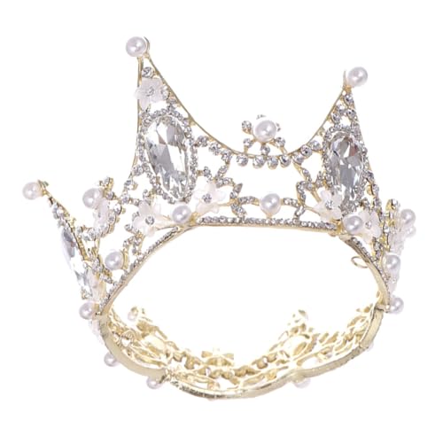 Beaupretty Barock Stil Hochzeit Tiara mit Perlen und Funkelnden Kristallblumen Glänzende Brautkrone aus Langlebiger Legierung für Braut und Brautjungfer Elegant für Festzug Verlobung und von Beaupretty