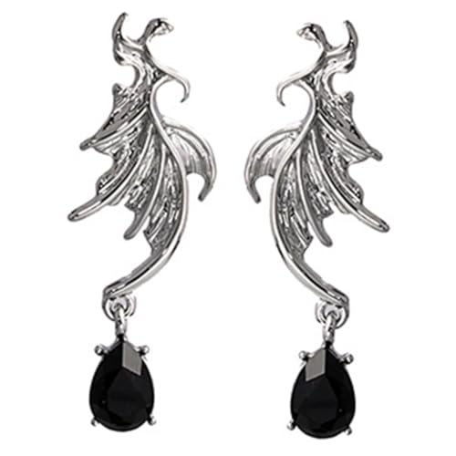 Beaupretty Bat Ohrstecker Leichtem Legierungsmetall Punkiger Stil mit Schwarzem Mondstein Damenohrringe für Halloween Festival und Alltag Langlebiger Schmuck von Beaupretty