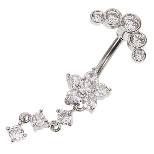 Beaupretty Bauchnabelpiercing Damen Nabelring Blütenform Zirkonia Schmuck Für Party Strand Alltag von Beaupretty