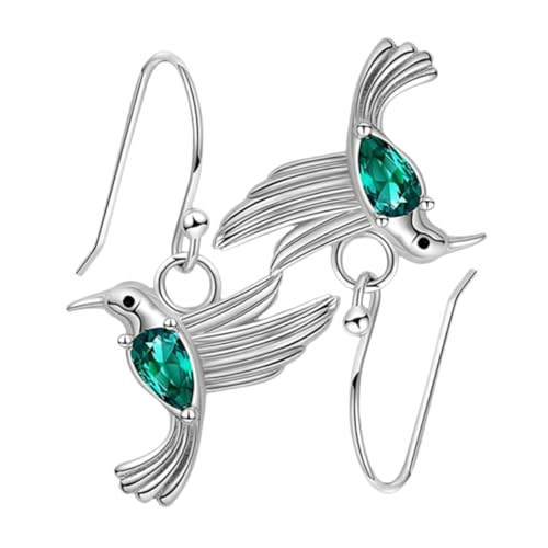 Beaupretty Baumelnde Hummingbird Ohrhänger mit Grünem Zirkonia Tropfen Statement Ohrringe für Damen Schmuckgeschenk zum Muttertag für Frauen und Töchter Allergiefreundlich und Elegant von Beaupretty