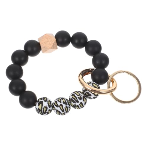 Beaupretty Beaded Keychain Wristlet aus Silikonbeschichteten Holzperlen Multifunktionales Armband für Damen Hautfreundlich Angenehm Modischer Schlüsselanhänger und Taschenanhänger Vielseitig von Beaupretty