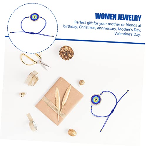 Beaupretty Beads Armband Damen Geflochtene Handkette mit Blaue Augen Perlen Modisch Elegantes Armband Schmuck für Frauen Alltag und Festtage von Beaupretty