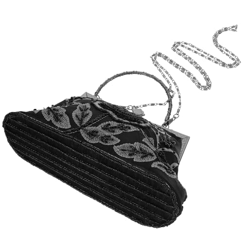 Beaupretty Bequeme Damen Clutch mit Metallgriff Abendtasche für Partys Hochzeiten und Besondere Anlässe Design für Organisation Schwarze Beuteltasche im Retro Stil Beaupretty Bequeme Damen Clutch mit Metallgriff Abendtasche für Partys Hochzeiten und Besondere Anlässe Design für Organisation Schwarze Beuteltasche im Retro Stil von Beaupretty