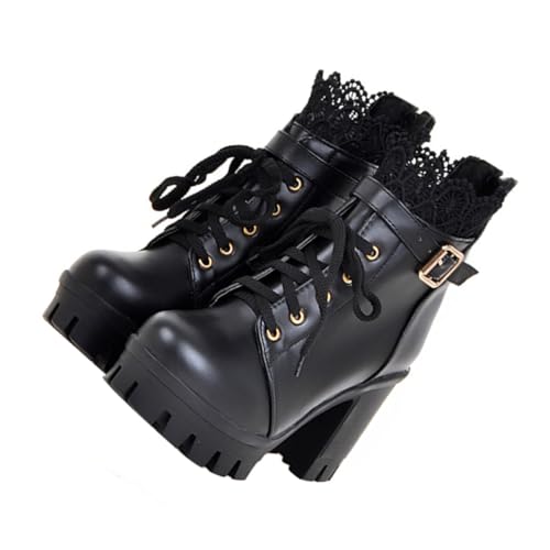 Beaupretty Bequeme Damen Stiefeletten mit Kurzem Schaft und Stabilem Absatz Rutschfeste Gummisohle Modisch für Herbst Winter zu Kleidern und Formellen Anlässen Leicht und Feminin von Beaupretty