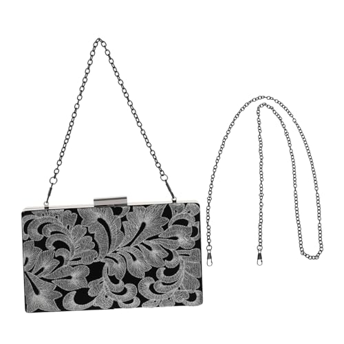 Beaupretty Bestickte Abendtasche mit Kette Klassische Kleine Handtasche für Damen Leichte Kompakte Clutch für Hochzeit Party Bankett Cocktail und Abendveranstaltungen von Beaupretty