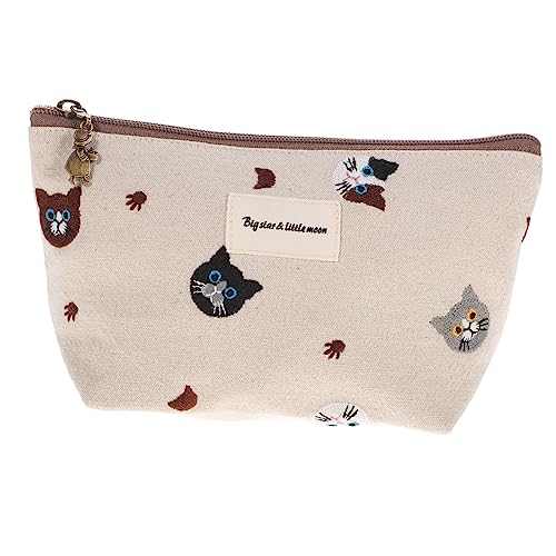 Beaupretty Bestickte Kosmetiktasche Stickerei-Make-up-Tasche Schminktasche Wallet for Women Reise-Make-up-etui Münzbeutel Mit Reißverschluss Kleine Geldbörse Bettwäsche Aus Baumwolle Fräulein von Beaupretty