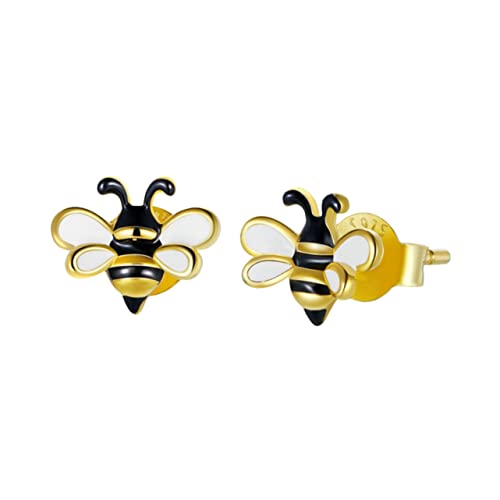 Beaupretty Bienen Ohrringe Sterling Silber für Damen Minimalistische Ohrstecker mit Schwarzem Tropfen Elegantes Schmuckstück für Geburtstage Hochzeiten und Besondere Anlässe von Beaupretty