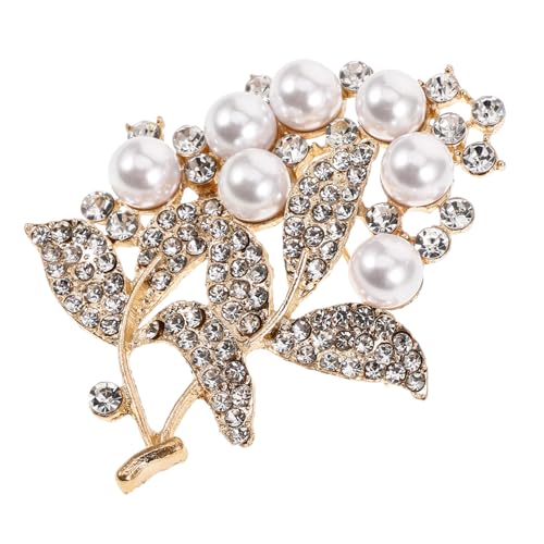 Beaupretty Blattförmige Brosche mit Imitationsperlen Strasssteinverzierung Elegantes Accessoire für Damen für Hochzeiten Anstecknadel für Kleidung Schals Robust Langlebig von Beaupretty