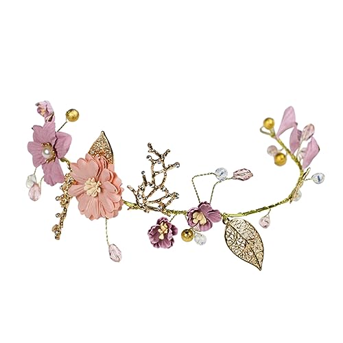 Beaupretty Hochzeitsstirnband Für Die Braut Floraler Kopfschmuck Für Die Braut Vintage Hochzeit Kopfschmuck Für Die Braut Haarschmuck Für Frauen Braut Stirnband Gold Fräulein Blatt Violett von Beaupretty