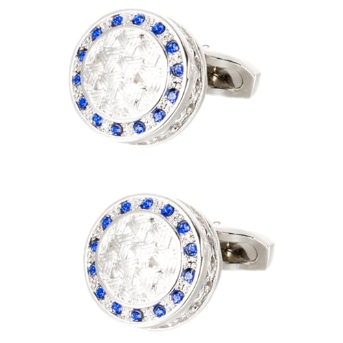 Beaupretty Blaue Manschettenknöpfe Herren Business Accessoire Rund Hohl Stilvoll Geeignet für Anzug Hemd Hochzeit von Beaupretty