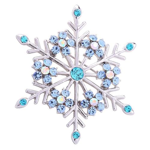 Beaupretty Blaugrüne Strass Schneeflocken Brosche Pin Vintage Statement Schmuck Modischer Reversclip für Frauen Festliche Weihnachtsbrosche Auffälliges Accessoire für Mantel und Jacke von Beaupretty