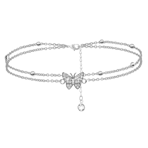 Beaupretty Blitzendes Strass Doppel Layer Fußkettchen Damen Sommer Schmuck Fußkette Boho Stil Fußschmuck Geschenkidee von Beaupretty