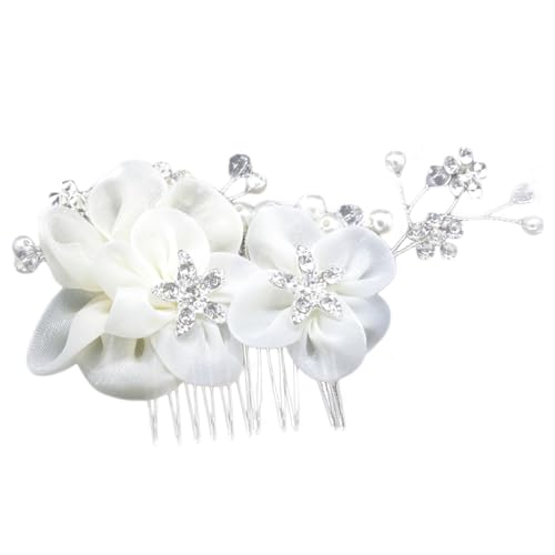 Beaupretty Haarbürste Für Frauen Kopfbedeckung Für Damen Hochzeit Blumenhaar Kopfbedeckungen Für Damen Floraler Haarkamm Haarkämme Für Frauen Strasskamm Weiß Kristall Perle Braut von Beaupretty