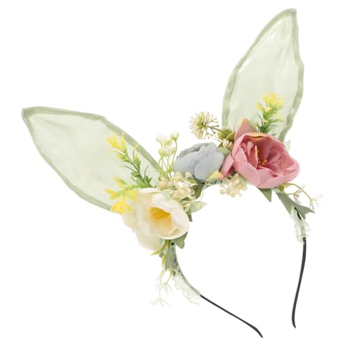 Beaupretty Blumen Haarreif Hasenohren Stirnband Damen Cosplay Headband mit Blumen für Party Fotoshooting Outdoor Süßes Ohr Accessoire für Mädchen und Frauen von Beaupretty