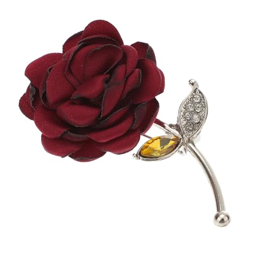 Beaupretty Blumenbrosche Damen Rot mit Strass Dekorative Anstecknadel aus Legierung Eleganter Damen Schmuck Robuste Broschen Anstecknadeln für Kleidung Rucksack und Handtaschen von Beaupretty