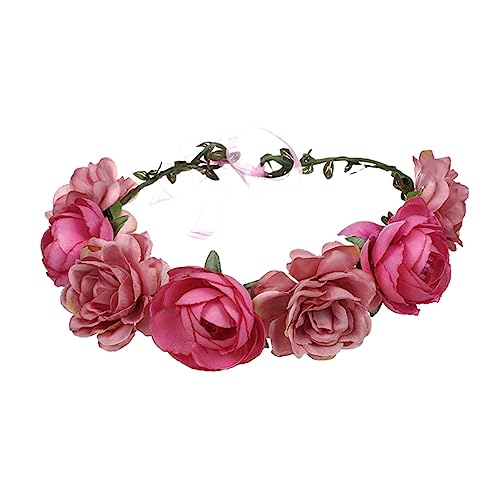 Beaupretty Blumenhaarband Kopfschmuck Rosa Stirnband Kopfkranz Für Die Braut Hochzeit Strandresort Haarschmuck Hochzeitshaar Schmuck von Beaupretty