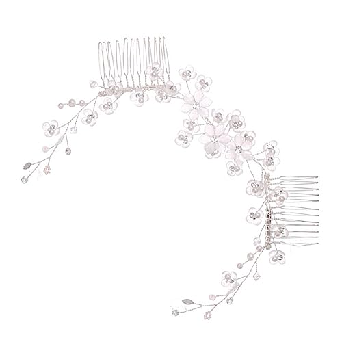 Beaupretty Blumenkamm Aus Kristall Geburtstagskrone Tiara Hochzeit Kopfschmuck Blumen-haarspangen Seitenkämme Für Hochzeitshaare Tiara Hochzeit Kopfbedeckung Brosche Strasssteine Braut Weiß von Beaupretty