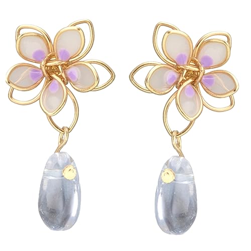 Beaupretty Blumenohrringe Damen Zarte Blüten Ohrringe mit Wasser Tropfen Design Leichte Dangle Ohrstecker für Frauen Modischer Schmuck für Alltag und Besondere Anlässe von Beaupretty