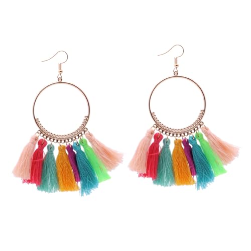 Beaupretty Bohemia Ohrhänger mit Bunten Quasten Damen Ohrringe Goldplattiert Leicht und Elegant Modisch für Alltag Party und von Beaupretty