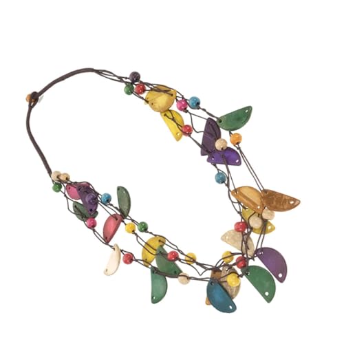 Beaupretty Bohemia Stil Damen Halskette Halbkreis Anhänger Kokosnussschale Vintage Halsschmuck Eleganter Schmuck für Party Urlaub Strand Alltag von Beaupretty