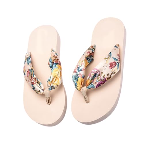 Beaupretty Sommer Flops Damen Sandalen mit Dicker Sohle Böhmen Stil Outdoor Slipper Kreative Strandsandalen Modische Hausschuhe Beige Xl (40/) von Beaupretty