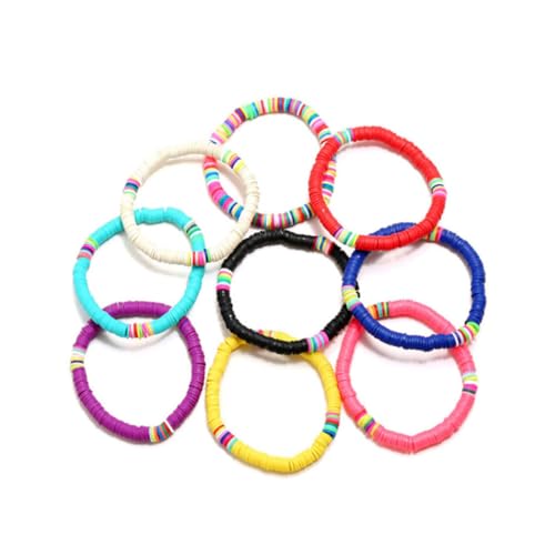 Beaupretty Boho Armband Damen Bunte Elastische Soft Clay Perlen Mehrschichtiges Wasserdichtes Strandarmband für Sommer Vielseitiger Modeschmuck Geeignet als Hand und Fußschmuck von Beaupretty