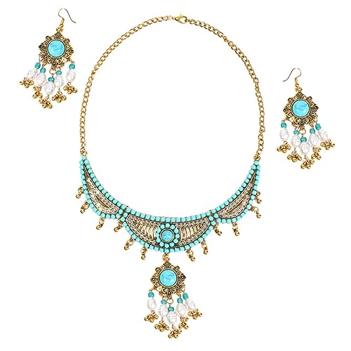 Beaupretty Boho Perlen Schmuck Damen Kette und Ohrringe Ethnischer Stil Vintage Halskette Ohrhänger Schmuck für Hochzeit Alltag Party von Beaupretty