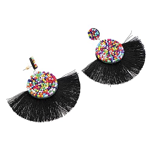 Beaupretty Boho Quasten Ohrringe Damen Bead Tropfen Statement Ohrhänger Leichte Retro Perlenohrringe für Frauen Alltag und Party Ethno Modeschmuck Accessoires von Beaupretty