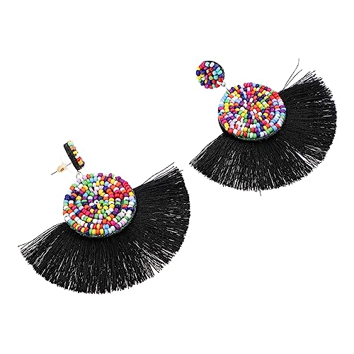 Beaupretty Boho Quasten Ohrringe Damen Perlen Tropfen Ohrringe Statement Ohrhänger für Frauen Vintage Dangle Schmuck für Alltag und Besondere Anlässe von Beaupretty