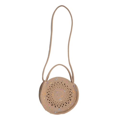 Beaupretty Boho Umhängetasche Damen Baumwollseil Crossbody Bag Leicht Geflochten Mini Sommer Strand Handtasche Schultertasche Casual Reise Tasche Khaki Farbpunkt Design von Beaupretty