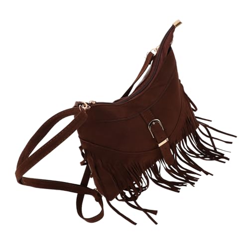 Beaupretty Boho -frauentasche Braune Umhängetasche Handgewebte Tasche Wildledertasche Frauen Brown Crossbody Bag Bestickte Umhängetasche Handgewebte Wildlederbeutel Hellbraun Wildleder- von Beaupretty