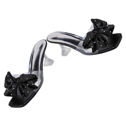 Beaupretty Bow Slides Sandalen Damen Absatz Elegante Bow knoten Mules Sommerschuhe Bequeme Halbschuhe für Büro Shopping und Outdoor von Beaupretty