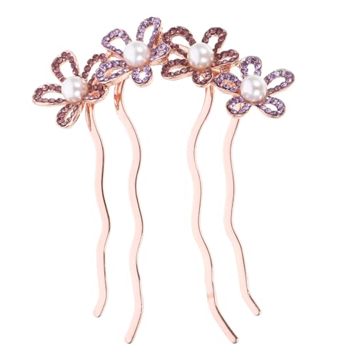 Beaupretty Braut Haarkamm Zähne mit Perlen und Strasssteinen Eleganter Haarschmuck für Hochzeit Party Abend Violetter Haarstecker für Damen Festlicher Schmuck für Braut und Gäste von Beaupretty