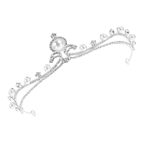 Beaupretty Braut Tiara mit Perlen und Strass Silberne Krone für Hochzeit Geburtstag Tanzparty und Festliche Anlässe Langlebiges Design Stilvolles Haarschmuck Accessoire für Damen von Beaupretty