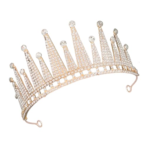 Beaupretty Brautkrone Barock Stil Strass Diadem Hochzeit Haarschmuck Damen Kronenfest Schmuck für Braut und Festliche Anlässe Gold Weiß von Beaupretty