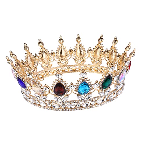 Beaupretty Brautkrone mit Funkelnden Strasssteinen Barocke Runde Tiara Eleganter Haarschmuck für Hochzeit Party Cosplay Geeignet für Braut Brautjungfer Festliche Anlässe von Beaupretty