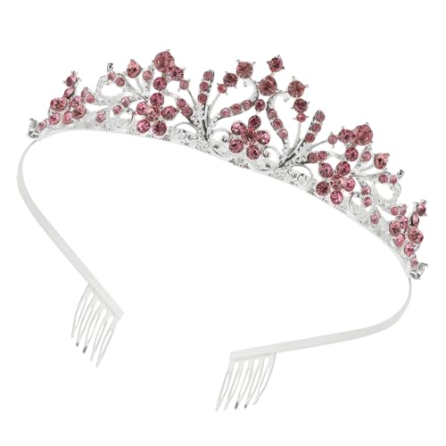 Beaupretty Brautkrone mit Funkelnden Strasssteinen Silber Pinke Tiara Haarband für Hochzeit Abschlussball und Festliche Anlässe Modischer Haarschmuck für Damen Bequem und Vielseitig Tragbar von Beaupretty