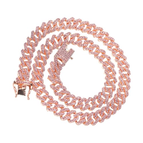 Beaupretty Breiter Rosa Gold Hip Hop Herren Halskette mit Anhänger Clavicle Kette Stilvoller Schmuck für Jungen und Männer Elegantes Accessoire für Party und Alltag von Beaupretty