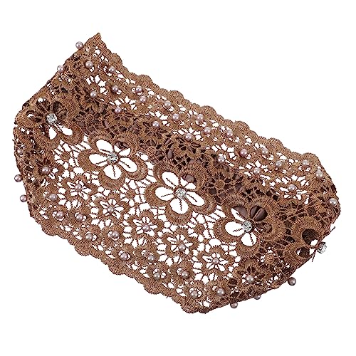 Beaupretty Breites Rutsch Haarband mit Künstlichen Perlen Verstellbar Plumblütenförmige Spitzen Spitze Eleganter Haarschmuck für Hochzeit Party Vintage Boho Stil Damen Kopfaccessoire von Beaupretty