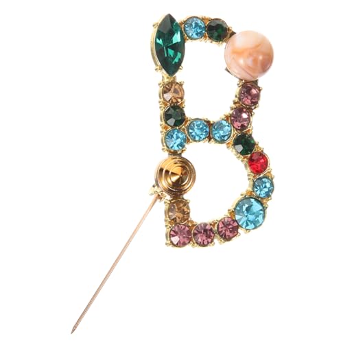 Beaupretty Buchstabenbrosche mit Farbigen Strasssteinen Goldfarbene Anstecknadel aus Langlebiger Legierung Stilvolles Accessoire für Kleidung und Rucksäcke Perfektes für Frauen und Mädchen von Beaupretty