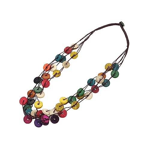 Beaupretty Bunte Boho Kokosnussschalen Halskette Vintage Mehrlagige Schmuckstücke für Damen Handgefertigter Gewebter Anhänger für Besondere Anlässe und Täglichen Gebrauch von Beaupretty