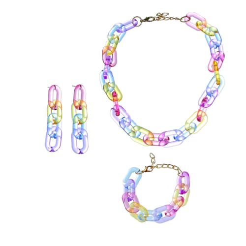 Beaupretty Schmuckset Mit Bunt Acryl Ohrringen Armband Und Halskette Papierklammer-kette Mädchenschmuck Set von Beaupretty