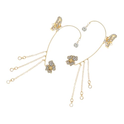 Beaupretty Butterfly Ohrmanschetten Ohrschmuck Damen Leicht Langlebig mit Quasten Ketten Hochzeit Brautschmuck Eleganter Ear Cuff für Alltag und Besondere Anlässe von Beaupretty