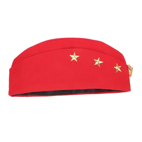 Beaupretty Captain Mütze Wasserfestes Kostümzubehör Rotes Matrosen Segelhut mit Offenem Oberteil und Goldener Stickerei für Damen Herren Cosplay Party von Beaupretty