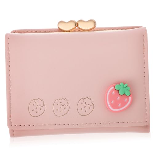 Beaupretty Cartoon-Geldbörse Kupplung mit Reißverschluss Frauen Kupplung Münzen Geldbörse Damen Clutch Geldbörsen für Mädchen kleine Kupplung Damen-Clutch aus Leder Pu Rosa von Beaupretty